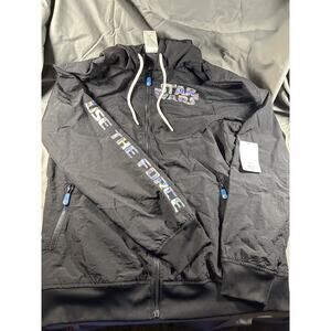 Disney Star Wars Use The Force M Black Hooded Full Zip Nylon Windbreaker